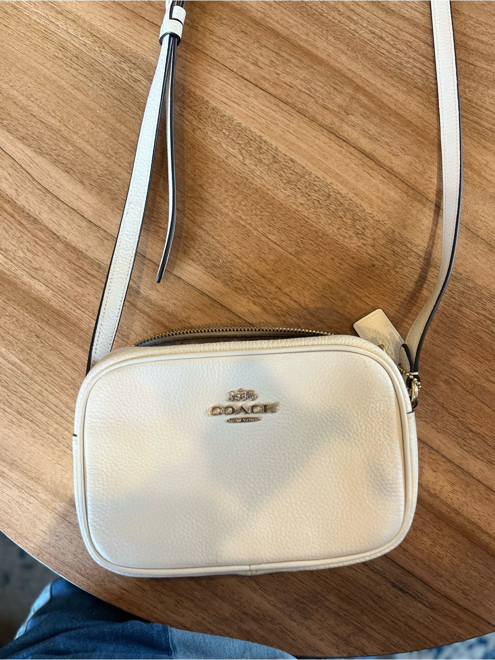 Coach Cream Pebbled Leather Crossbody with Gold Hardware